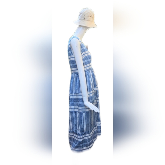 Megan Park Blue And White Striped Cotton Dress. Sleeveless Size 2 - Picture 4 of 15